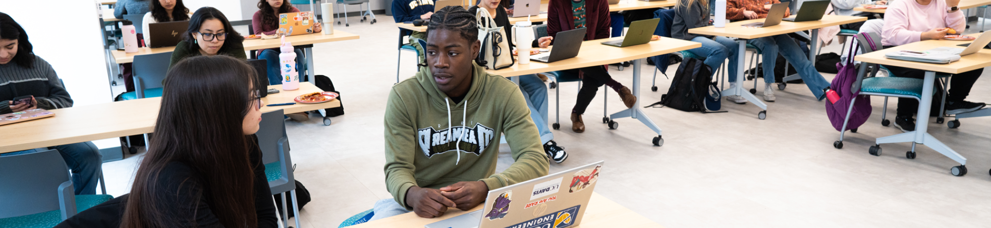 Students engaged in conversation 
